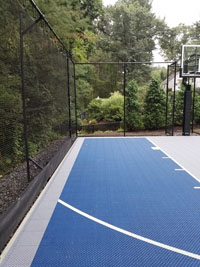 Basketball court in shades of blue in Lexington, MA.