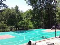 Backyard basketball court in Pembroke, MA, just like the one we could build you in North Reading, Manchester, Eastham, Wellfleet or Truro.