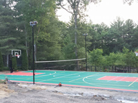 Backyard basketball courts like this multi-sport surface in Pembroke, MA can be yours in Massachusetts locations like Milford, Mendon, Millville, Upton, Ashland and Westborough.