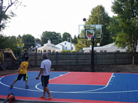 Backyard basketball court in Canton, MA. Whether you are on Cape Cod or in nearby Rhode Island, you could sport a great backyard court, from Provincetown to Providence.