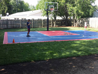 Backyard basketball court in Canton, MA. Whatever your sport, you could have a court surface and accessories of your own in Worcester, Groton, Acton, Hopkinton or Natick.