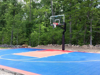Backyard basketball court construction in North Attleboro, MA. This could as easily be in your backyard in Cedarville, Hull, Weymouth, Randolph or Holbrook.