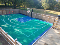 Backyard basketball court in Hingham, MA.