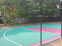 Backyard basketball construction in Natick, MA.