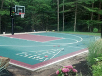 Backyard basketball court in Kingston, MA.