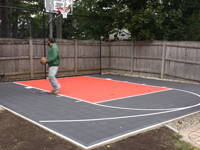 Backyard basketball court in Reading, MA.