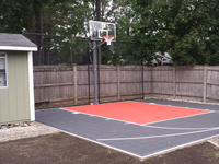 Backyard basketball court in Reading, MA.