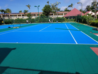 Caribbean tennis court restoration at Sandals Grande Antigua Resort and Spa in St. Johns, Antigua.