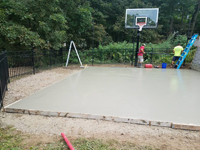 Backyard basketball court construction in Stoneham, MA.