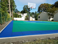 Backyard basketball court in Wellesley, MA.