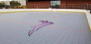 Grand Canyon University antelope logo on new inline hockey rink at their campus in Arizona.
