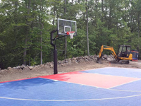 Backyard basketball court installation in North Attleboro, MA. Wouldn't you like a custom backyard basketball court in Quincy, Milton, Hanover, East Bridgewater or Lakeville?