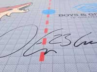 Signature of Coyotes team captain Oliver Ekman-Larsson, sponsor of inline hockey rink for Boys & Girls Clubs in Scottsdale, AZ..